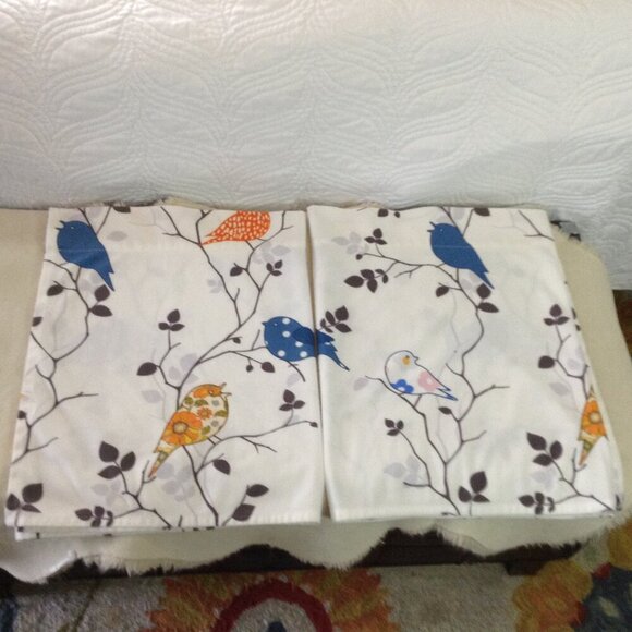 Pair of Charming Bird Bedroom Curtain toppers.  Hippie chic, Bohemian. 54" x 17" - Picture 1 of 4